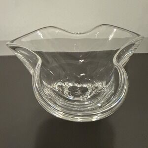Steuben Signed Crystal Trefoil Bowl 8123 Donald Pollard Mid Century Art Glass